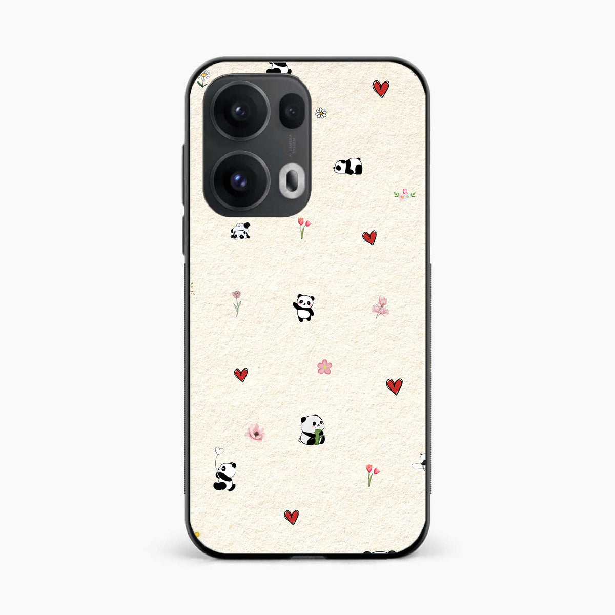 Panda Hearts & Flowers Oppo Reno 13 Pro 5G Back Cover