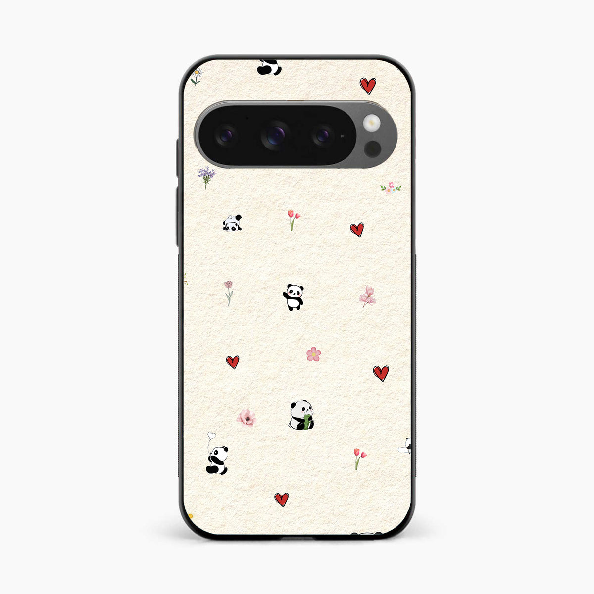 Panda Hearts & Flowers Google Pixel 9 Pro XL Back Cover