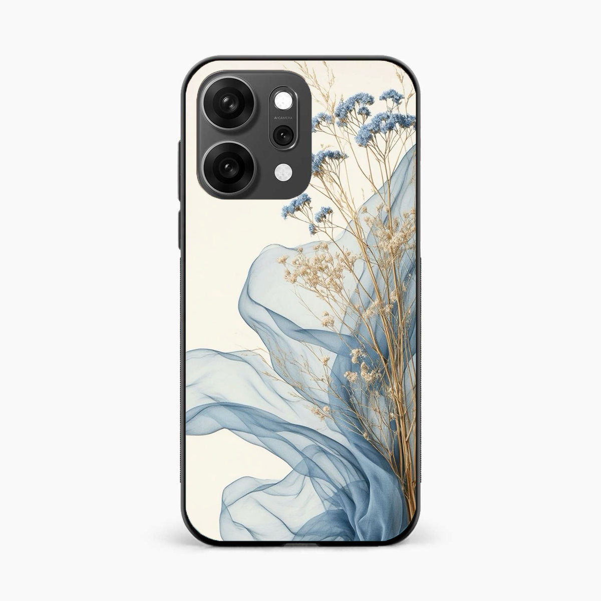 Soft Blue Floral Oppo Reno 14 Pro 5G Back Cover