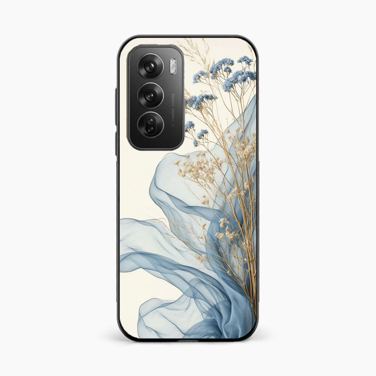 Soft Blue Floral Oppo Reno 12 5G Back Cover