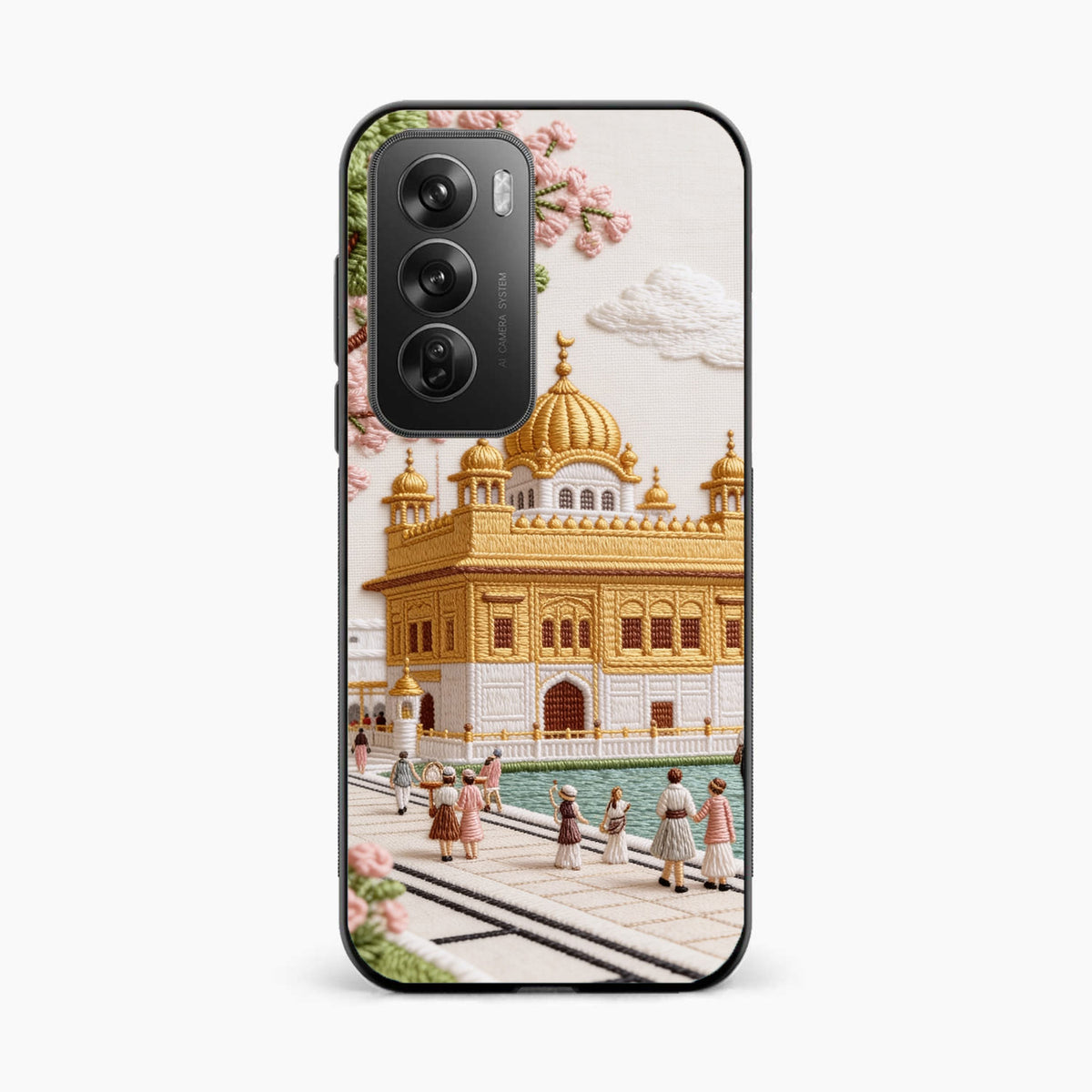Golden Temple Blossom Premium Oppo Reno 12 5G Back Cover