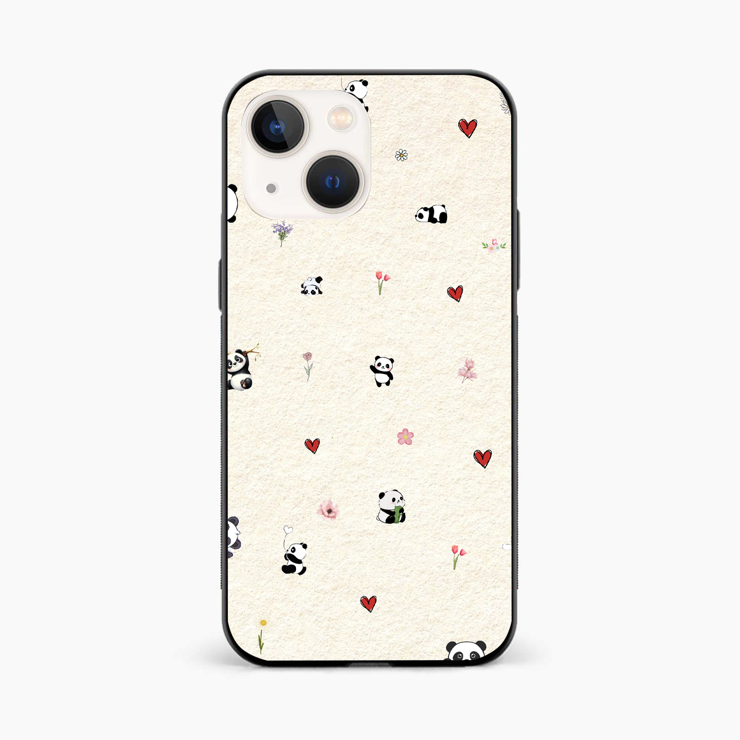 Panda Hearts & Flowers Iphone 13 Mini Back Cover