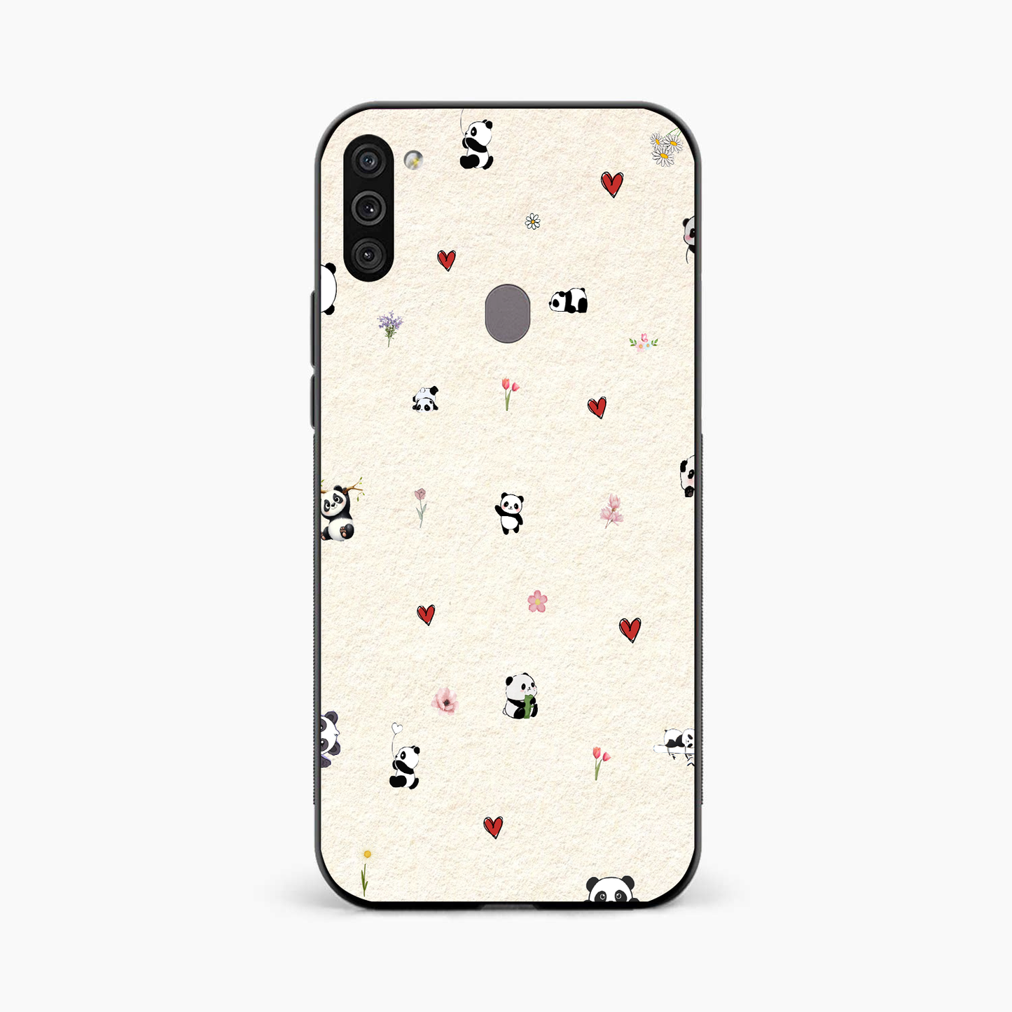 Panda Hearts & Flowers Samsung A11 Back Cover