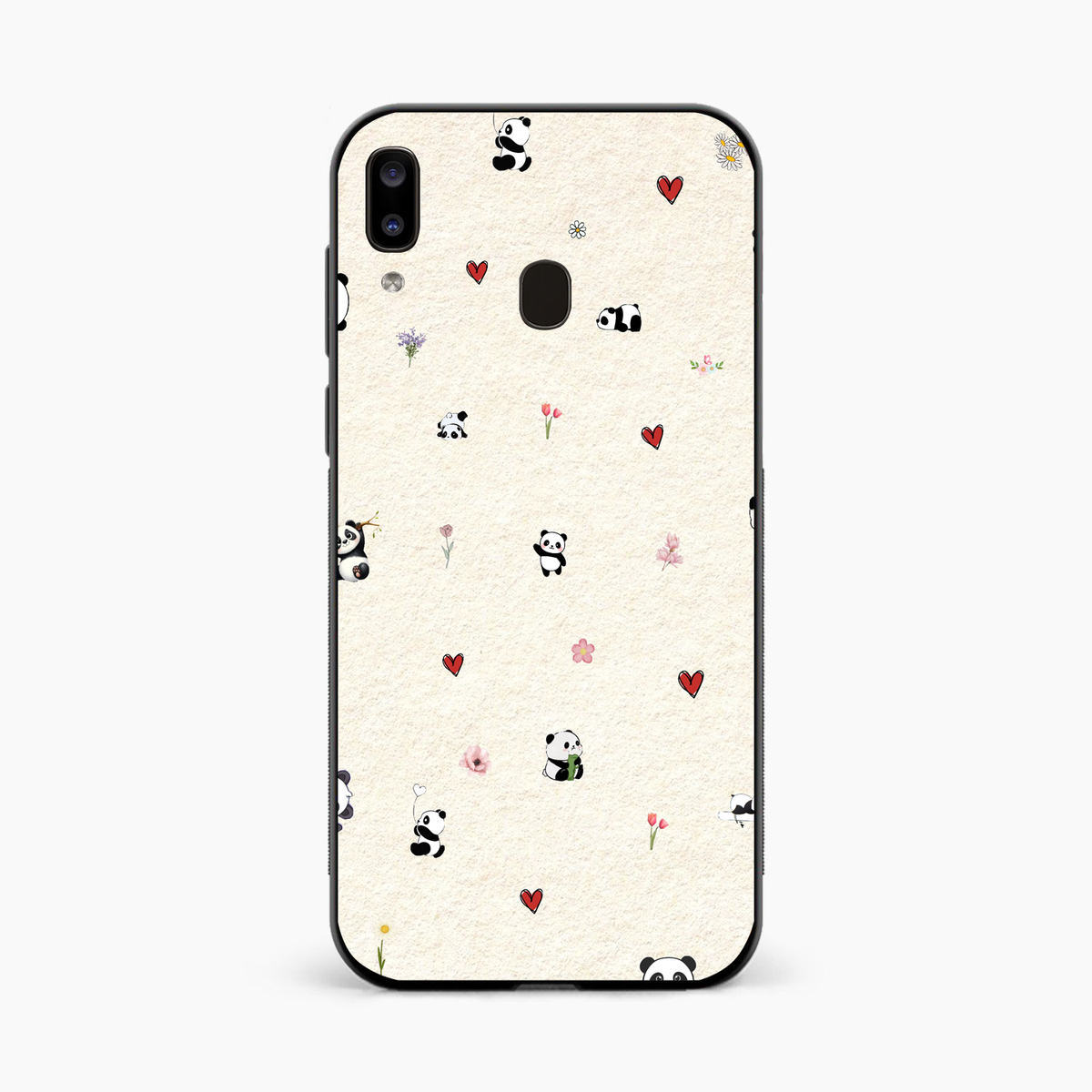 Panda Hearts & Flowers Samsung A20 Back Cover