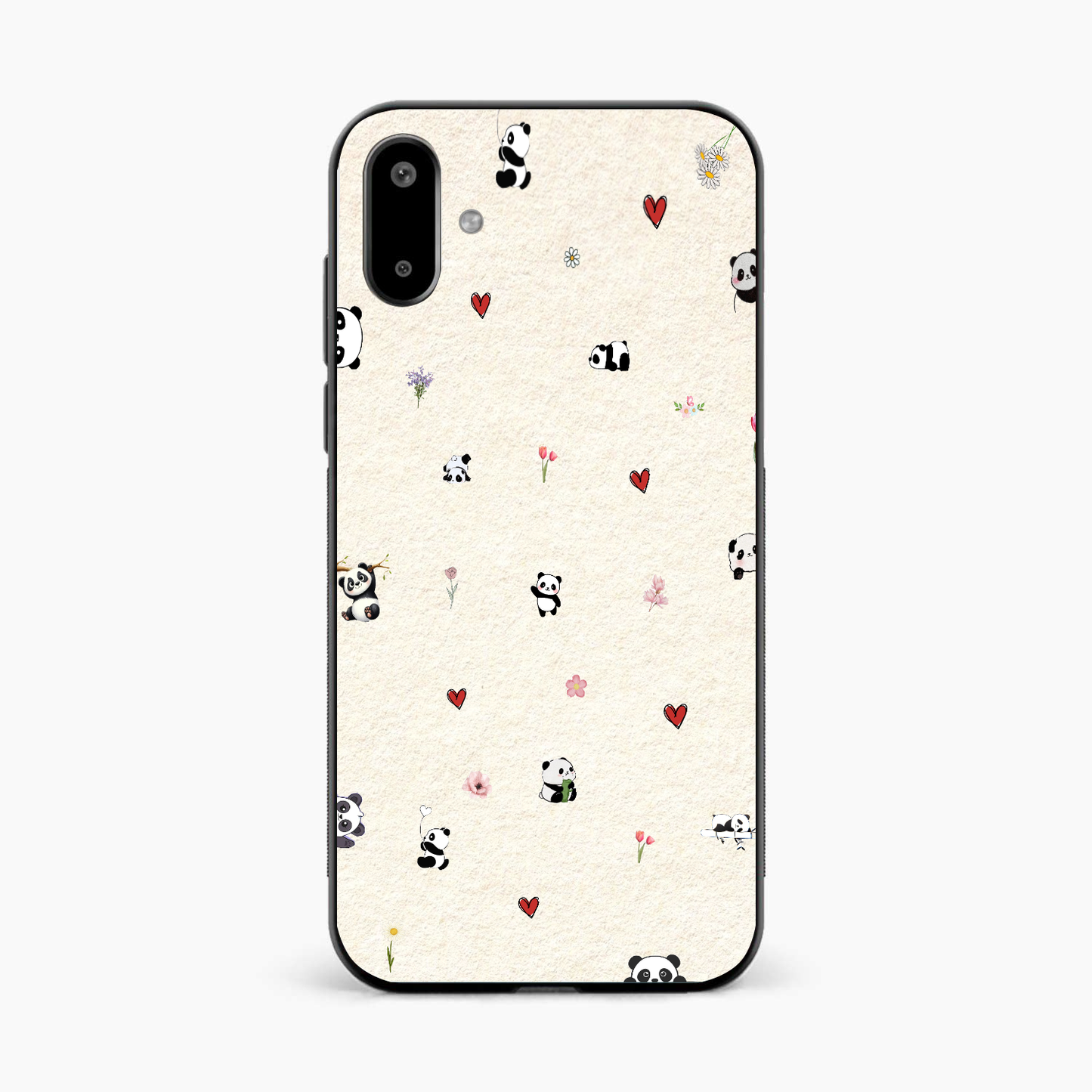 Panda Hearts & Flowers Samsung F07 Back Cover