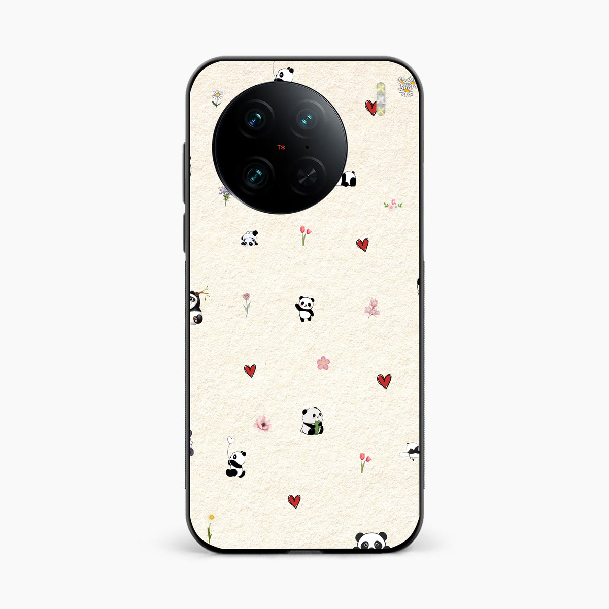 Panda Hearts & Flowers Vivo X90 Back Cover