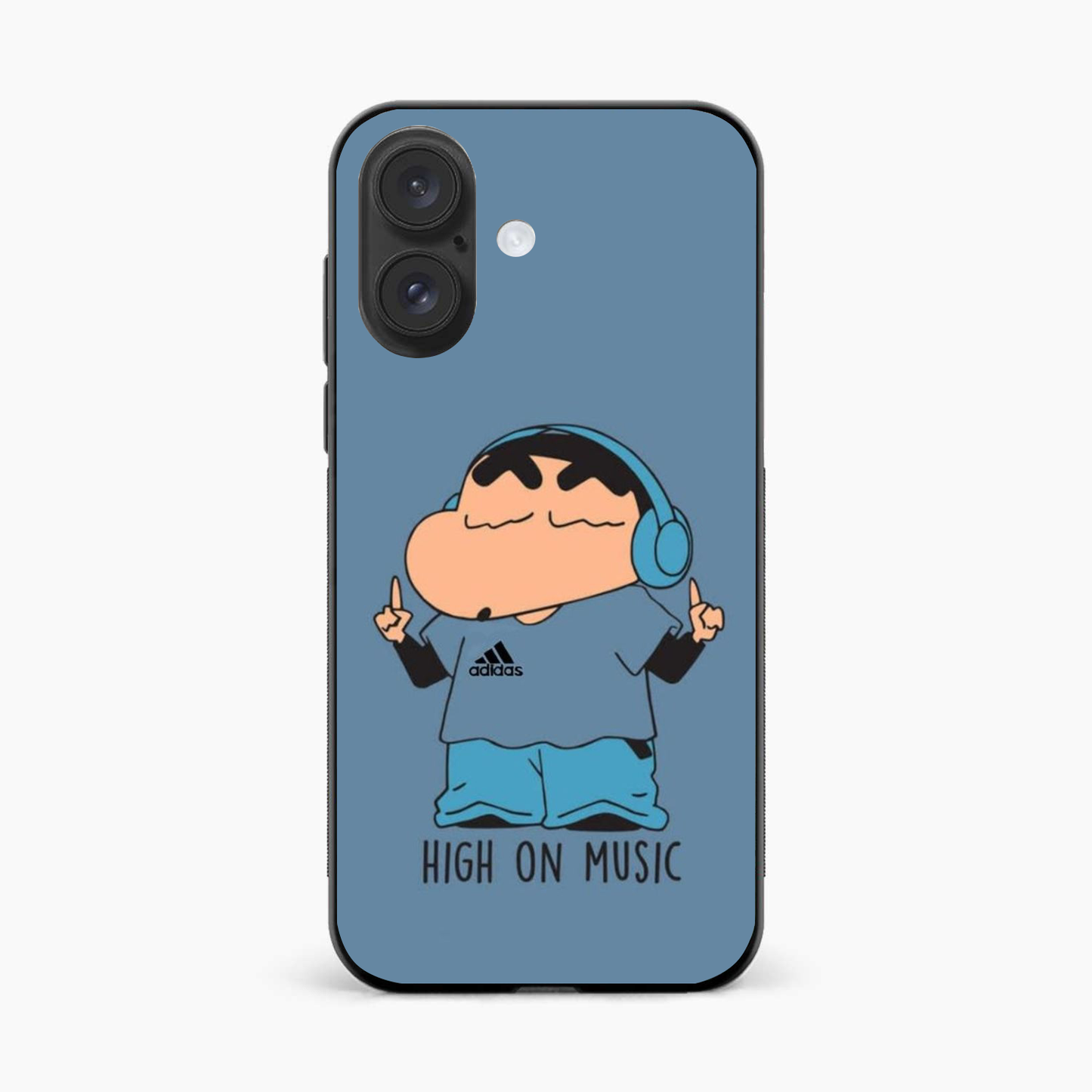 Shinchan High On Music Iphone 16 Back Cover