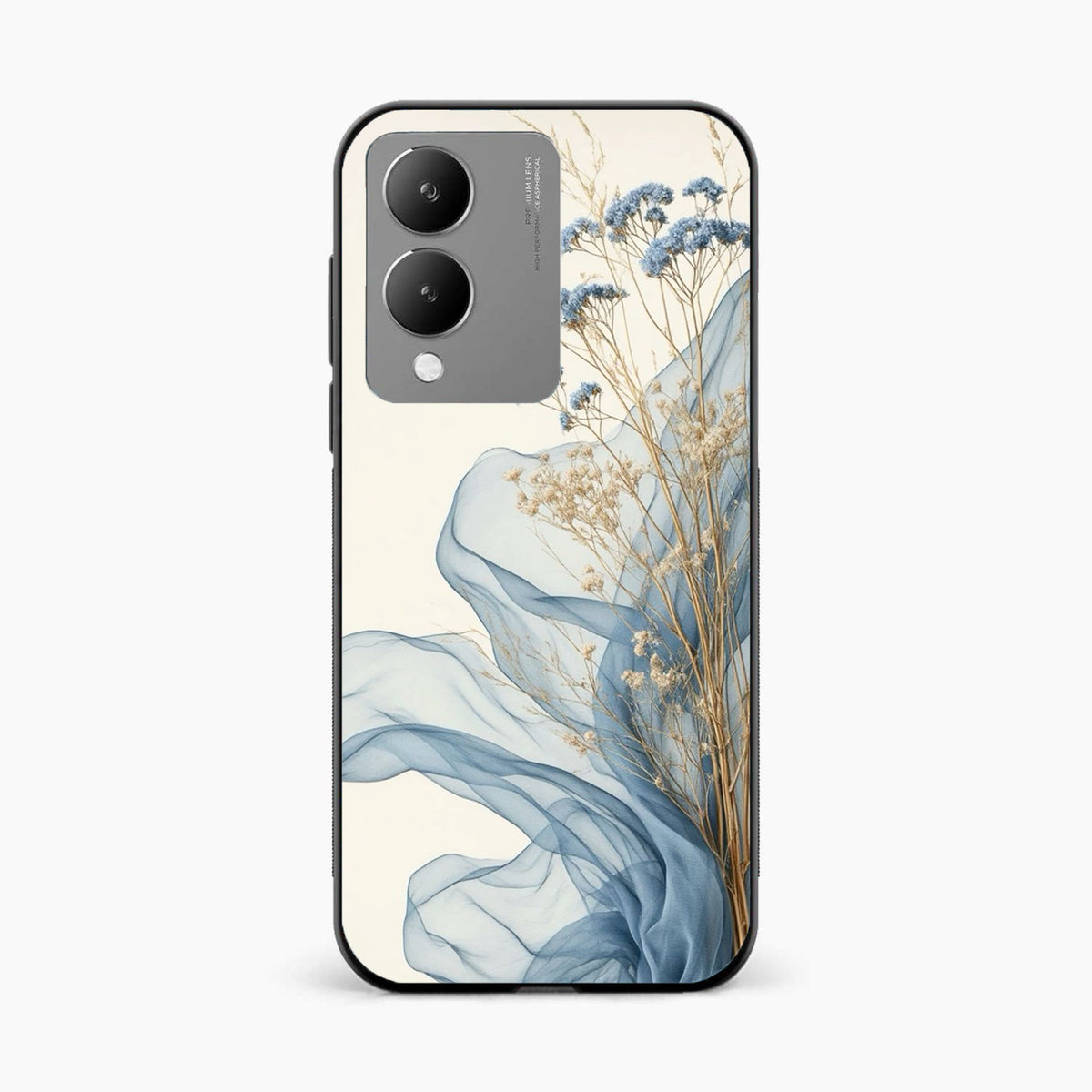 Soft Blue Floral Vivo Y17s Back Cover