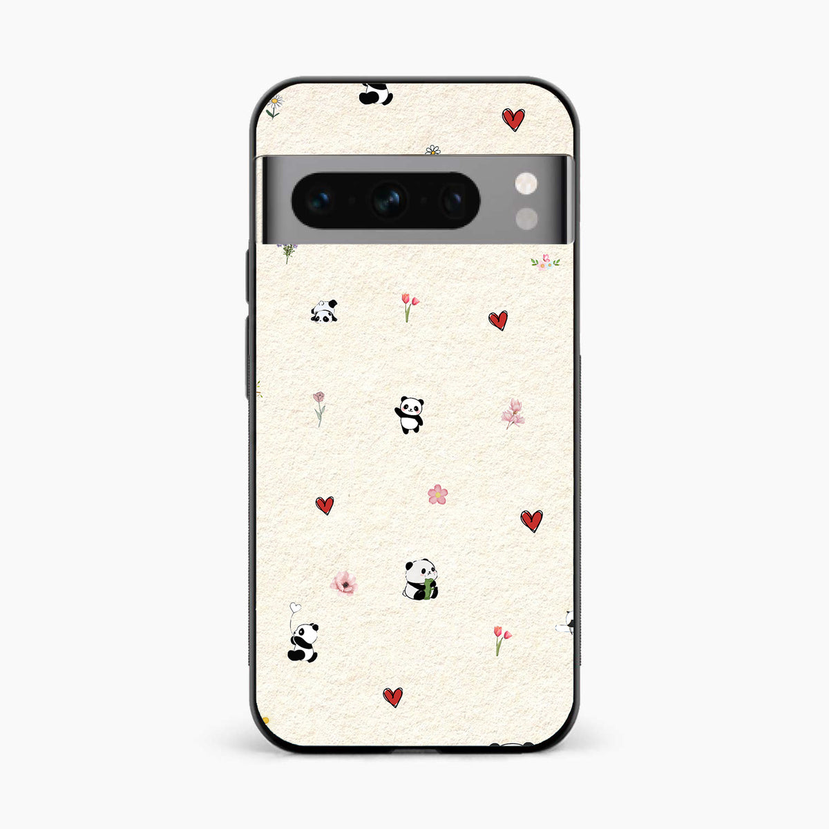 Panda Hearts & Flowers Google Pixel 8 Pro Back Cover