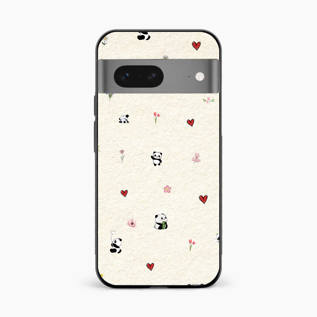 Panda Hearts & Flowers Google Pixel 8 Back Cover
