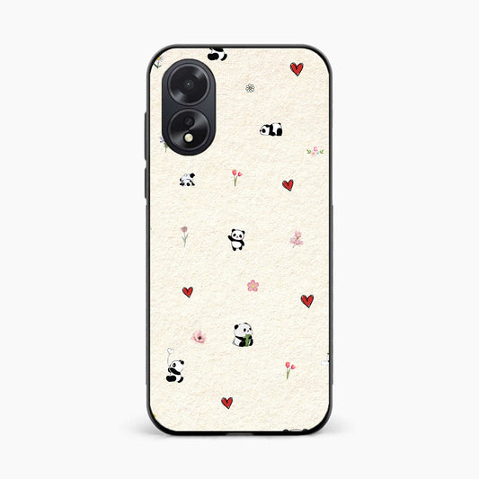Panda Hearts & Flowers Oppo A38 Back Cover