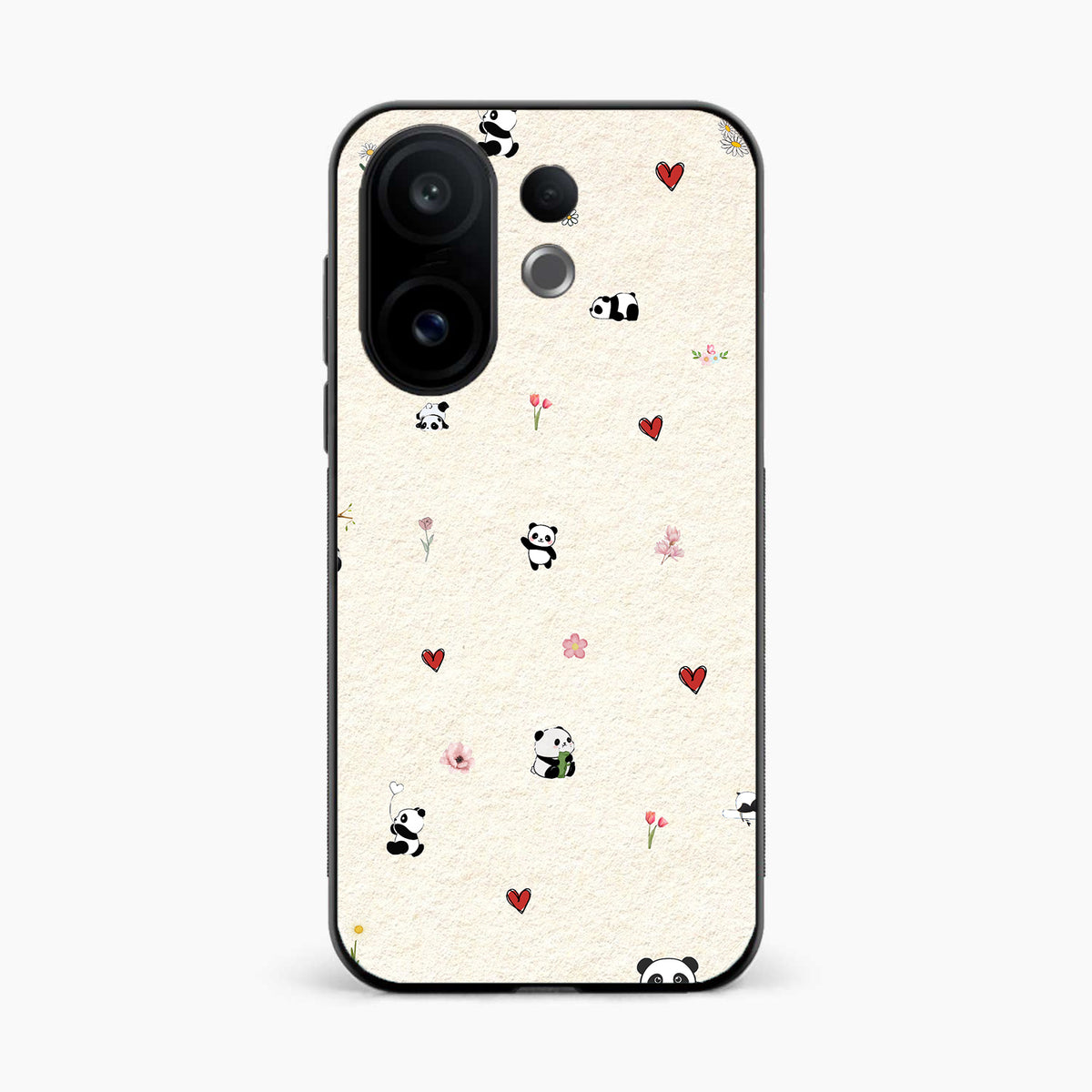 Panda Hearts & Flowers Vivo V60 5G Back Cover
