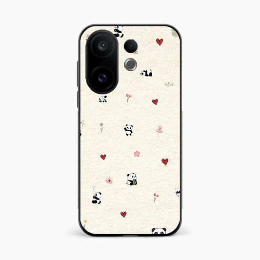 Panda Hearts & Flowers Vivo V60 5G Back Cover