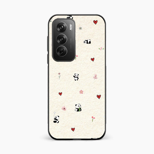 Panda Hearts & Flowers Oppo Reno 12 5G Back Cover