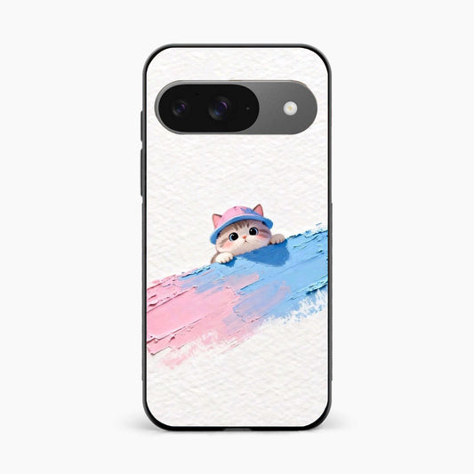 Cute Peekaboo Kitty Google Pixel 9 Back Cover