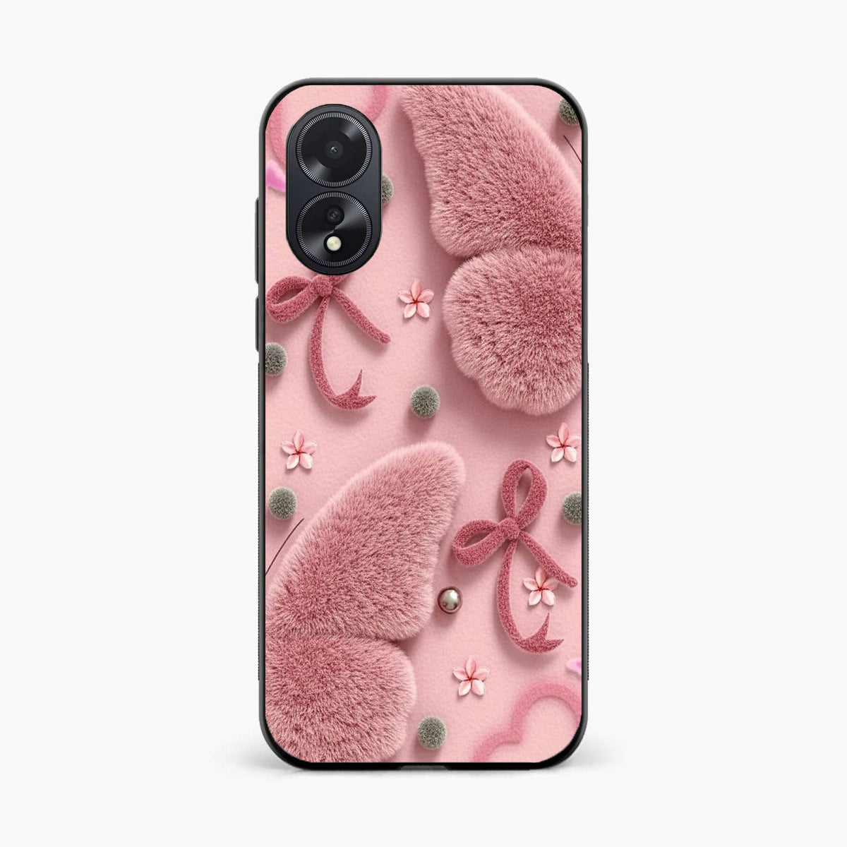 Dreamy Pink Plush Oppo A38 Back Cover