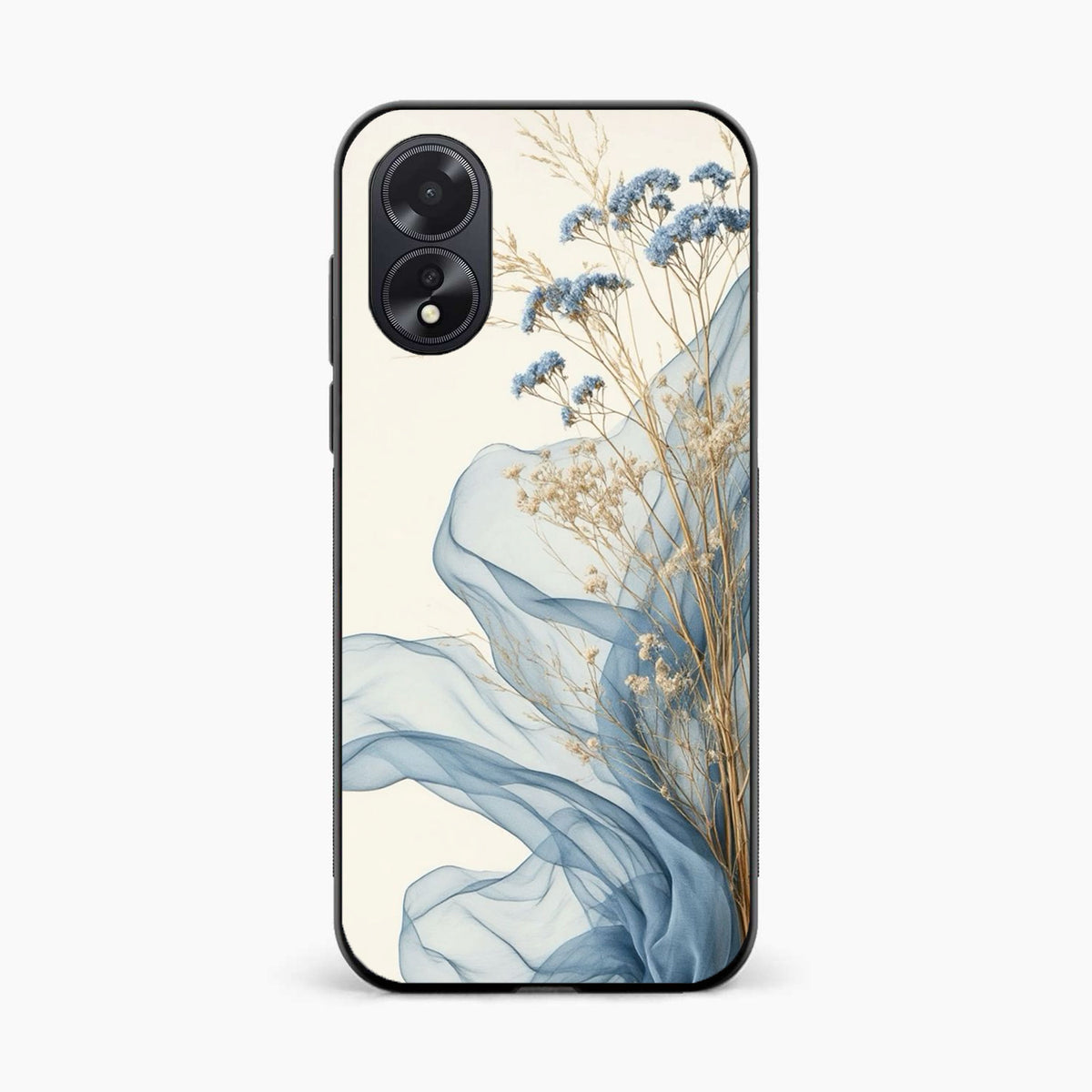 Soft Blue Floral Oppo A38 Back Cover