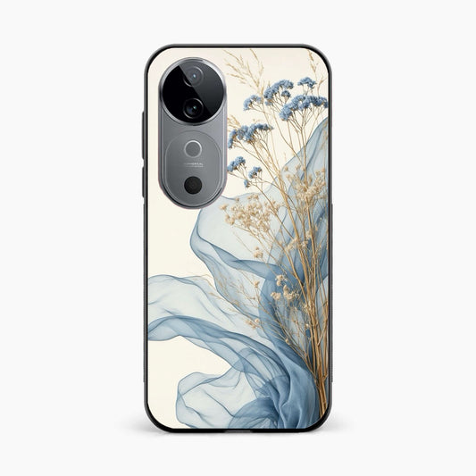 Soft Blue Floral Vivo V40 5G Back Cover