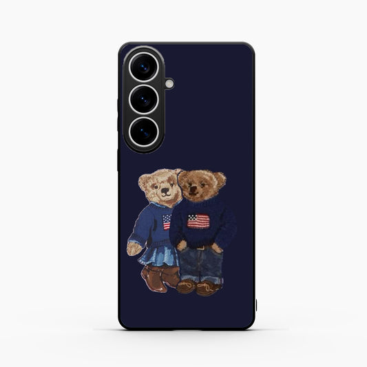 Cute Bear Couple Samsung S26 Back Covers