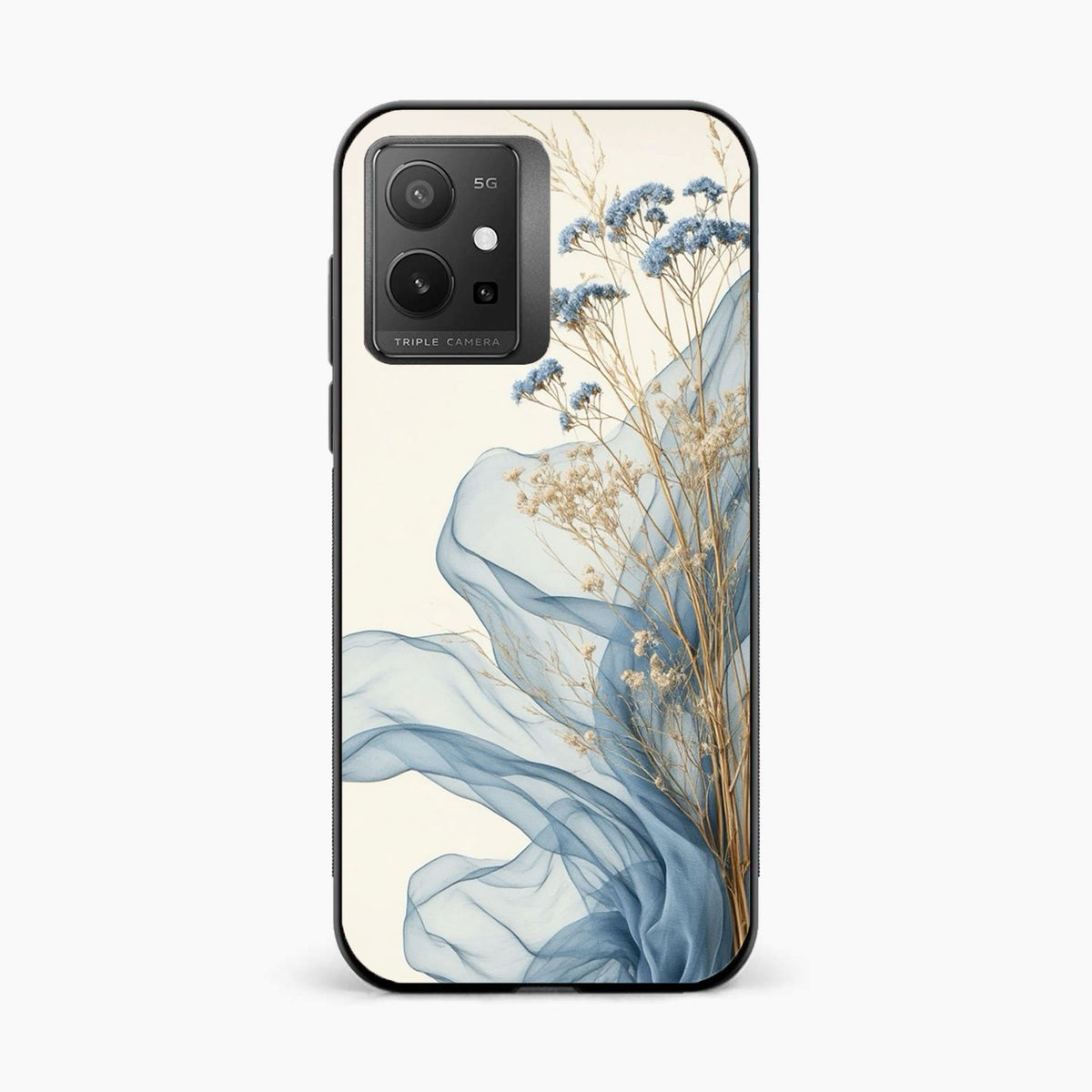 Soft Blue Floral Vivo T1 5G Back Cover
