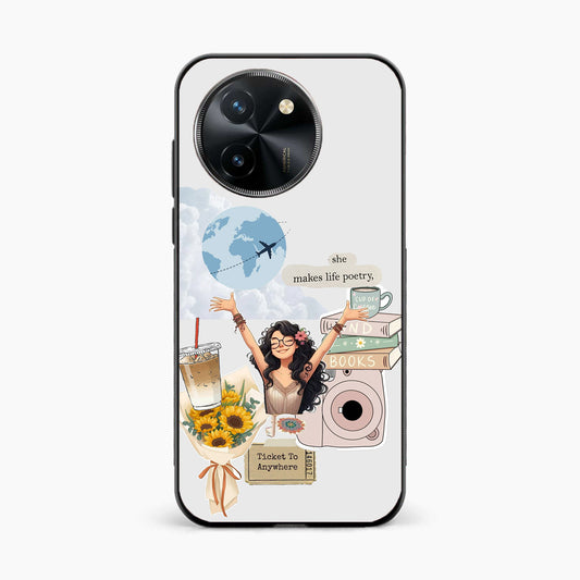 Dreamy Travel Girl Aesthetic Vivo T3x 5G Back Cover