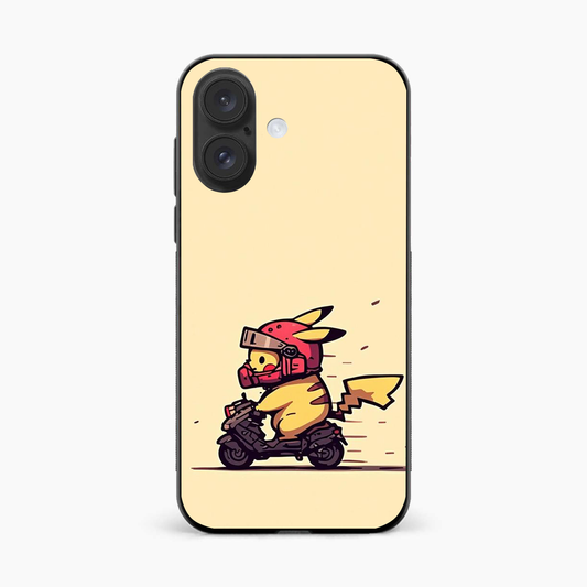 Cute Biker Pikachu Iphone 16 Plus Back Cover