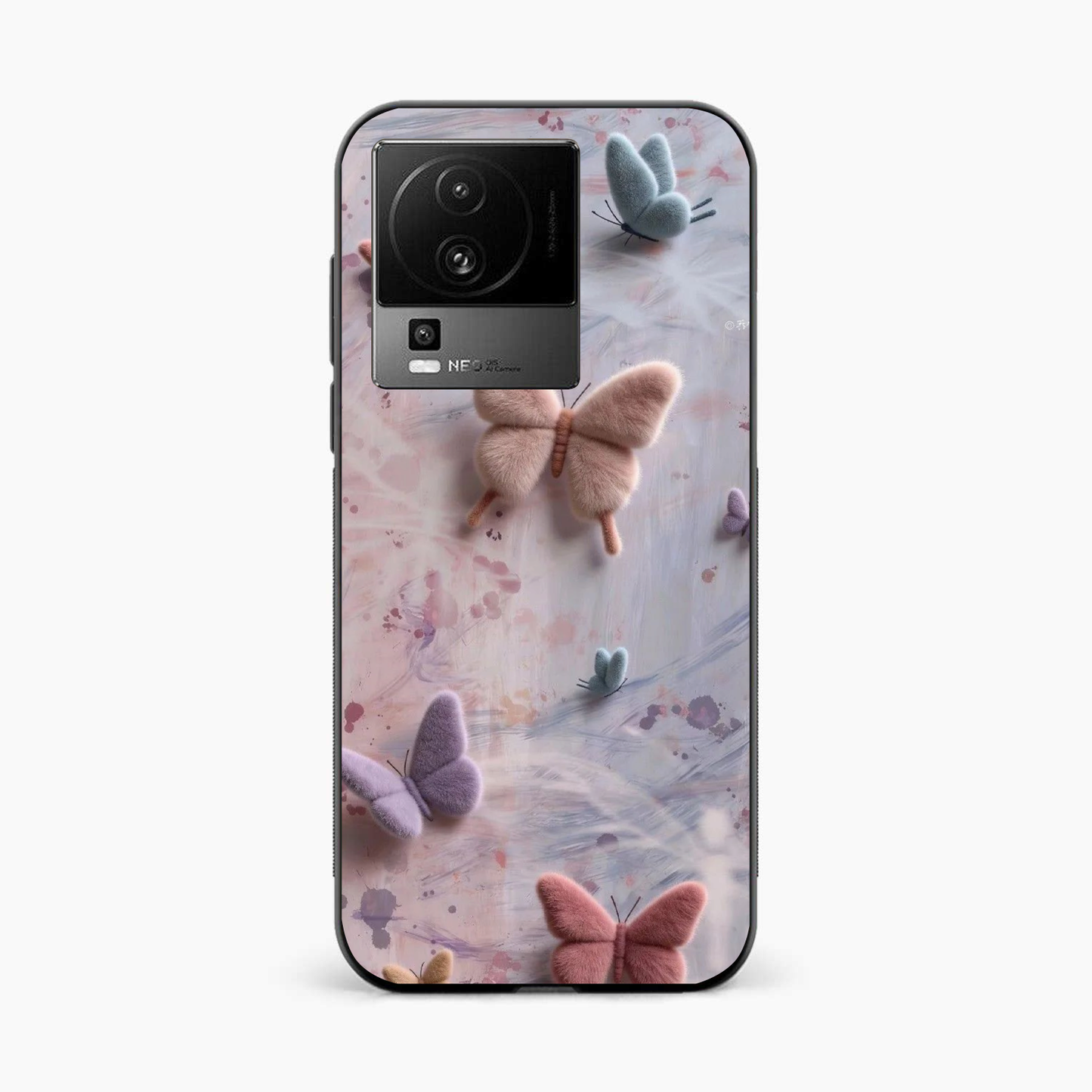 Fluffy Butterfly Iqoo Neo 7 Pro 5G Aesthetic Back Cover
