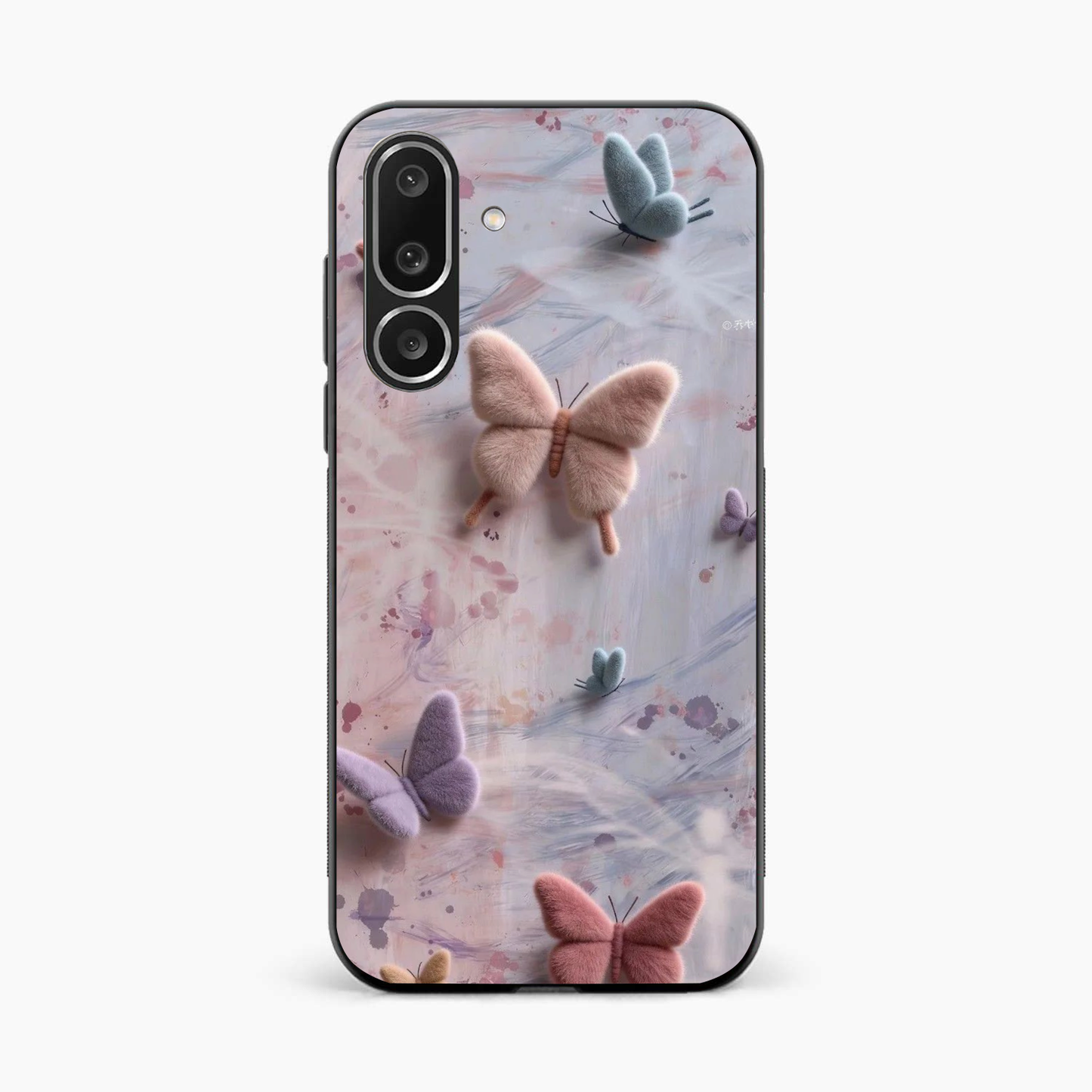 Fluffy Butterfly Samsung M36 Aesthetic Back Cover