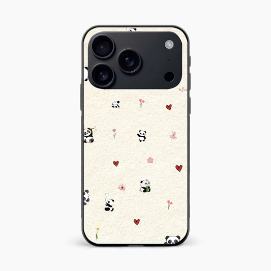 Panda Hearts & Flowers Iphone 17 Pro Back Cover