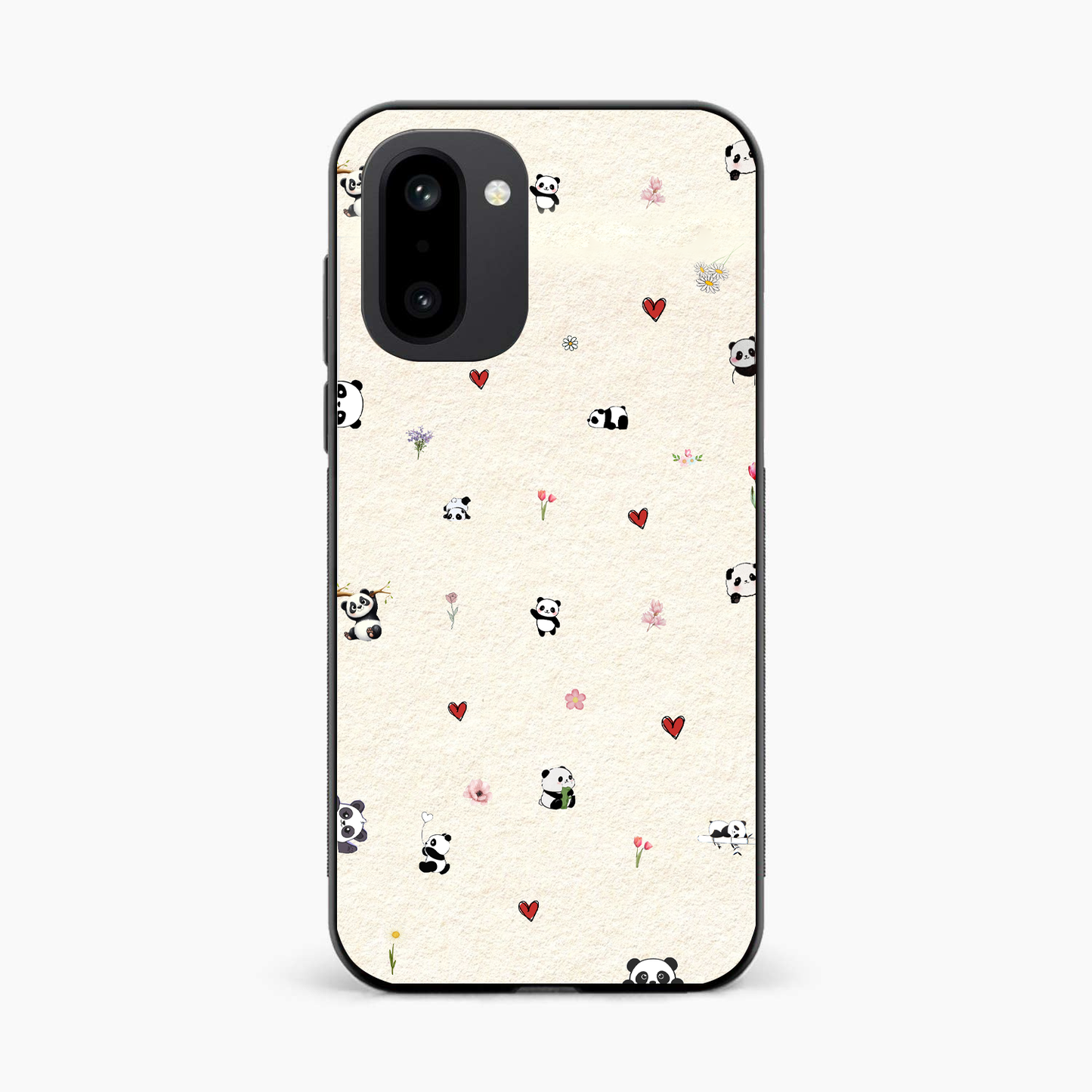 Panda Hearts & Flowers OnePlus 15R 5G Back Cover