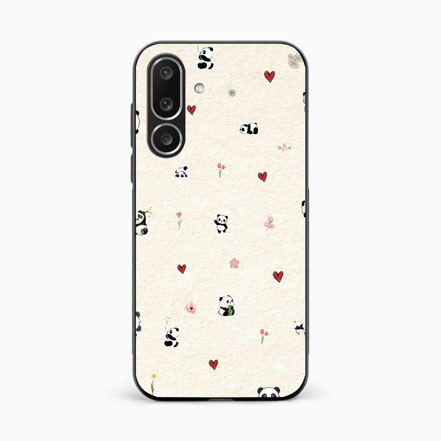 Panda Hearts & Flowers Samsung M36 Back Cover