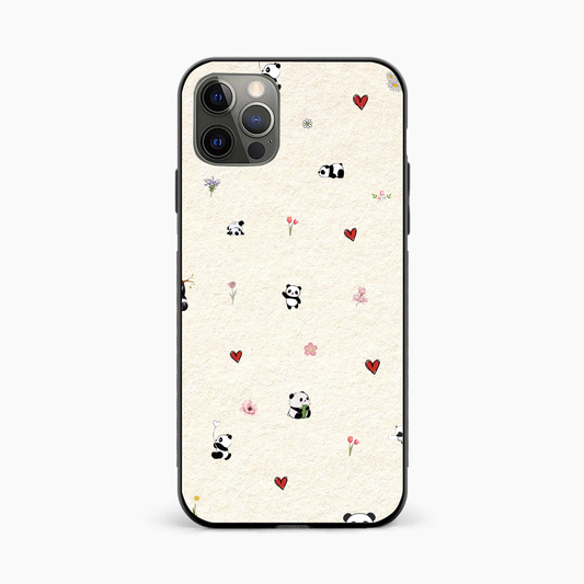 Panda Hearts & Flowers 12 Pro Back Cover