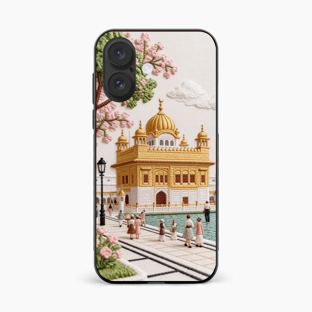 Golden Temple Blossom Premium iPhone 16 Plus Back Cover